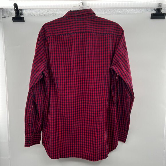 Banana Republic Men's Tailored Slim Fit Button Up Shirt Red/Blue Check Large - Picture 7 of 9